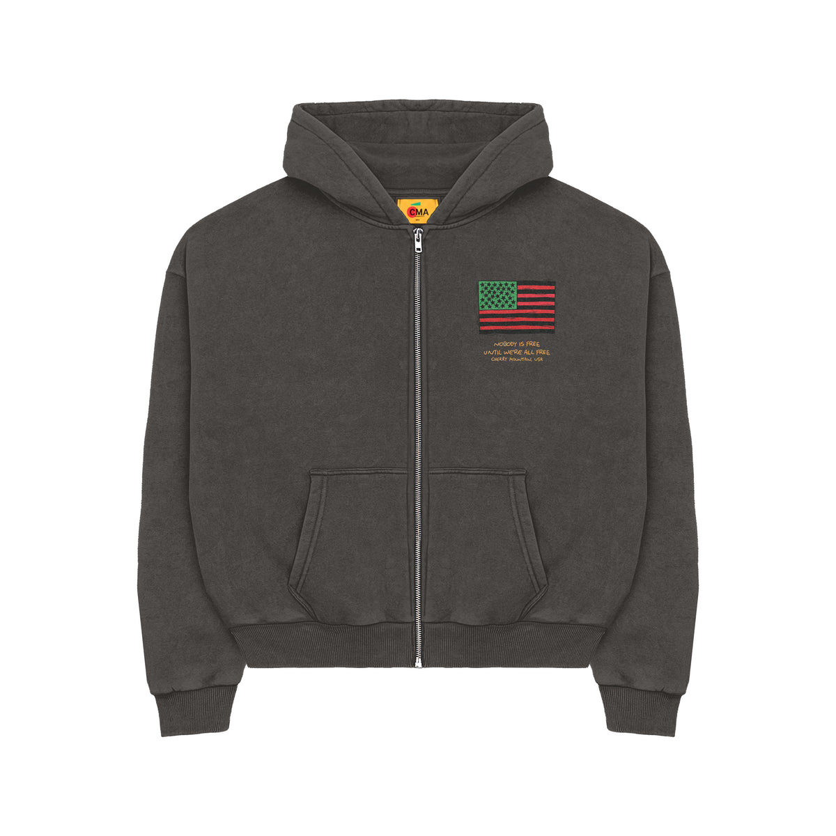 Nobody Is Free (Inspired by Fanie Lou) Zip Hoodie (Aged Grey/Black)