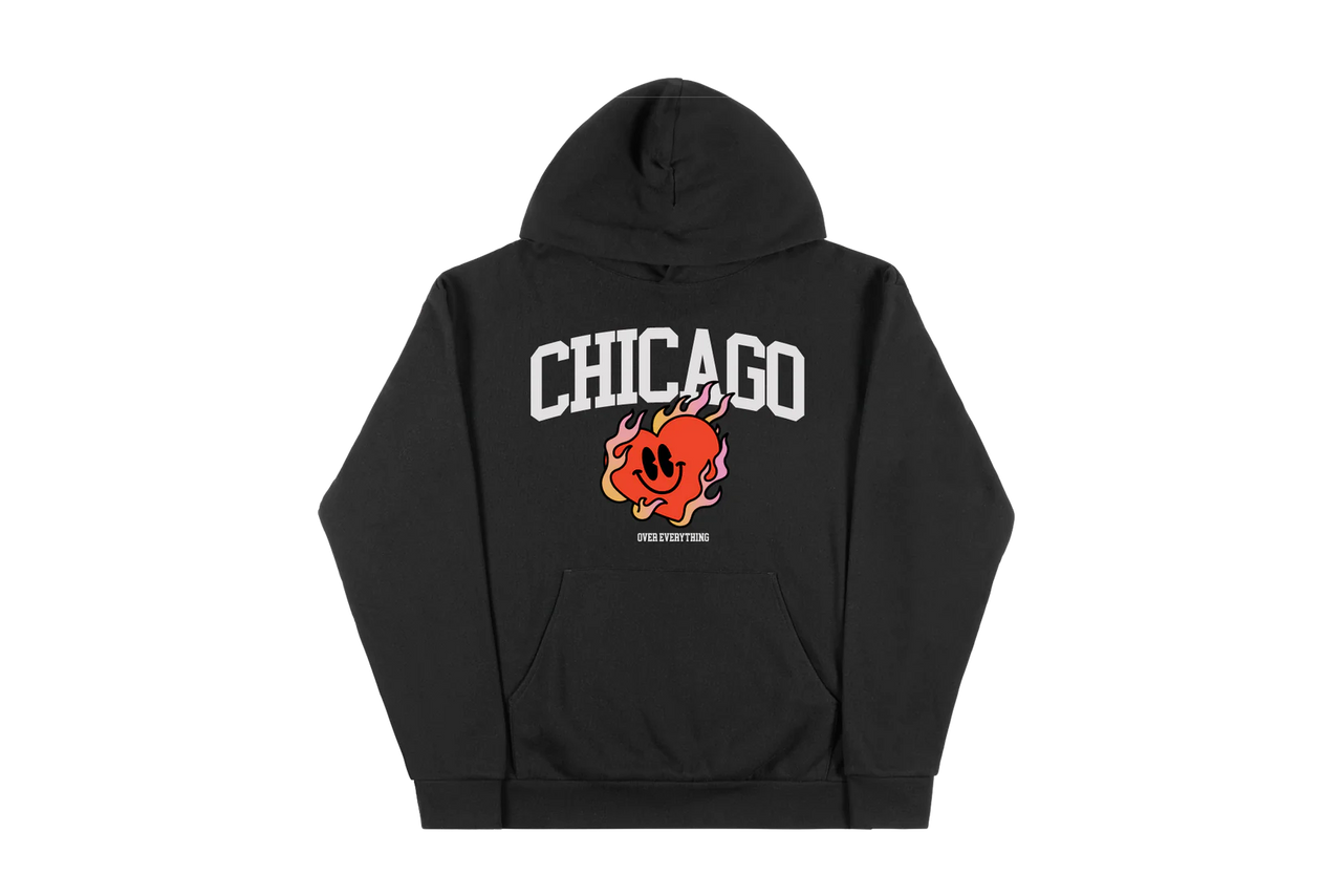 FLAMING HEART HOODIE (BLACK)